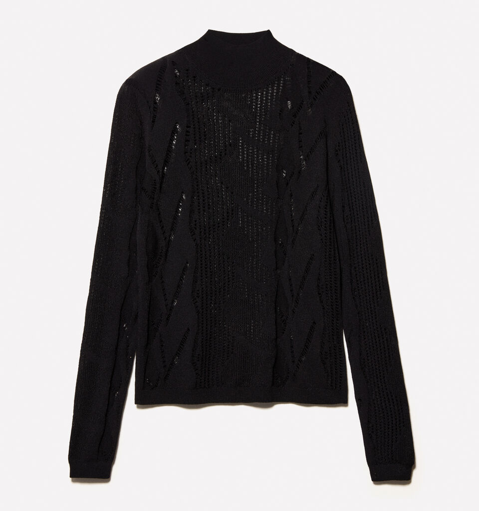 Open-knit sweater - women's crew neck sweaters - Black | Sisley image number 6